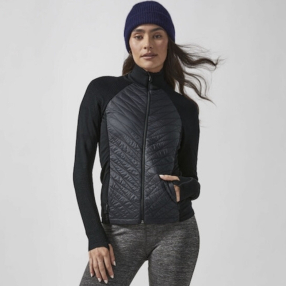 Athleta Black Ribbed Zip Up